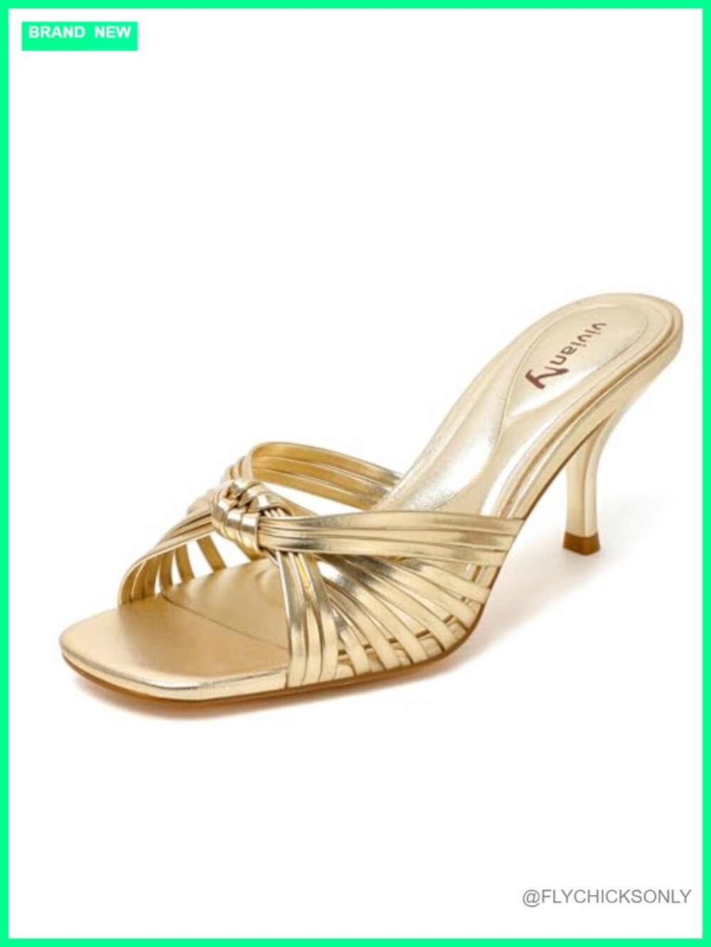 Strappy Square Open Toe Kitten Heels Knotted Faux Leather Mules
